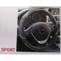 Coprivolante Auto in Simil Pelle con inserti grigii. Mod. Sport. Cm 36-38